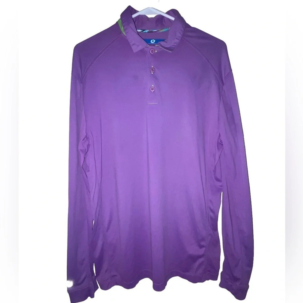 IBKUL Polo Shirt Purple Long Sleeve Men’s Size Small UPF 50+ Casual Stretch Golf